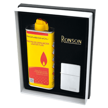 Komplet upaljača na benzin RONSON CHROME POLISHED, poklon set