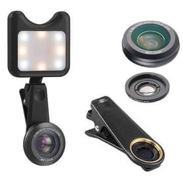 Apexel APL-3663FL objektiv 0.36X širokokutni 15X makro + LED lampa crna