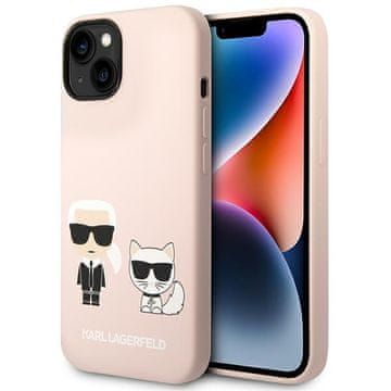 Karl Lagerfeld Karl Lagerfeld Silicone Karl & Choupette maska za iPhone 14 Plus (6.7"), svijetlo roza