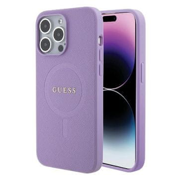 Guess Guess Saffiano MagSafe maska za iPhone 15 Pro - ljubičasta