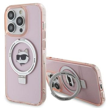 Karl Lagerfeld Karl Lagerfeld futrola za iPhone 15 Pro 6.1" Ring Stand Choupette Head MagSafe, roza/roza