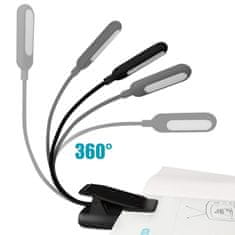 LED noćna lampa, stolna lampa, podesiva fleksibilna bežična Micro USB, crna