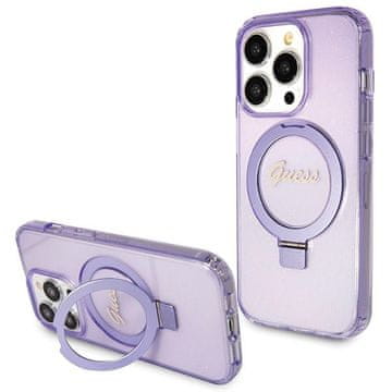 Guess Guess Futrola Ring Stand Script Glitter MagSafe za iPhone 13 Pro / 13 - Ljubičasta