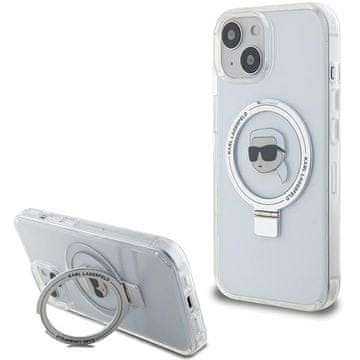 Karl Lagerfeld Karl Lagerfeld maska za iPhone 15 6.1" Ring Stand Karl Head MagSafe, bijela