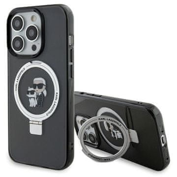 Karl Lagerfeld Karl Lagerfeld futrola za iPhone 15 Pro 6.1" Ring Stand Karl&Choupette MagSafe, crna/crna