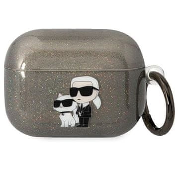 Karl Lagerfeld Glitter Karl&Choupette crna futrola za AirPods Pro slušalice