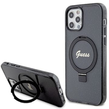 Guess Guess torbica Ring Stand Script Glitter MagSafe za iPhone 12/12 Pro - crna