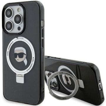 Karl Lagerfeld Karl Lagerfeld maska za iPhone 15 Pro Max 6.7" Ring Stand Karl Head MagSafe, crna