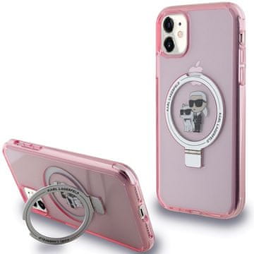 Karl Lagerfeld Karl Lagerfeld etui Ring Stand Karl&Choupette MagSafe za iPhone 11 / Xr - rozi