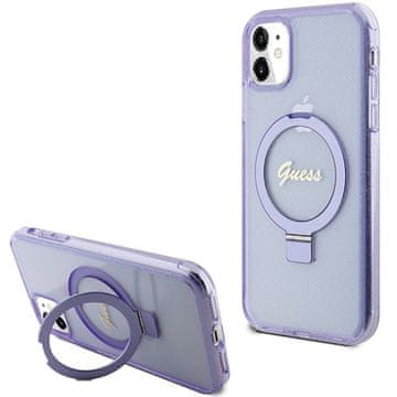 Guess Guess Futrola Ring Stand Script Glitter MagSafe za iPhone 11 / Xr - Ljubičasta