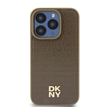 DKNY Futrola za iPhone 14 kožni uzorak MagSafe smeđa