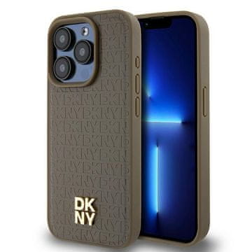DKNY Futrola za iPhone 14 Pro kožni uzorak MagSafe smeđa