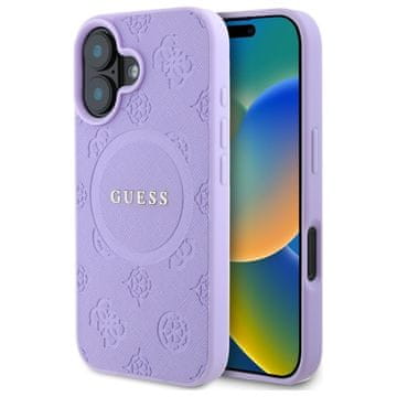 Guess Saffiano Peony MagSafe maskica za iPhone 16, ljubičasta