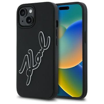 Karl Lagerfeld 3D gumena potpisna crna maskica za iPhone 15