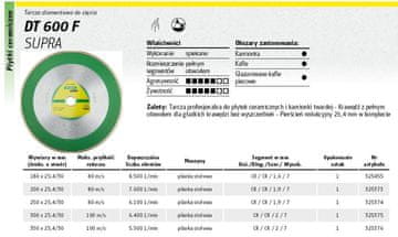KLINGSPOR K.diamond disk PUN 180mm x 1.6mm x 30/25.4mm DT600F keramika.