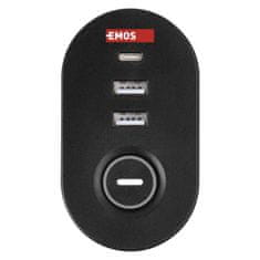 EMOS P1321PD produžni kabel, 1,5 m, USB, 3 utičnice, stolni adapter, crni