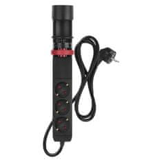 EMOS P1321PD produžni kabel, 1,5 m, USB, 3 utičnice, stolni adapter, crni