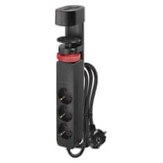 EMOS P1321PD produžni kabel, 1,5 m, USB, 3 utičnice, stolni adapter, crni