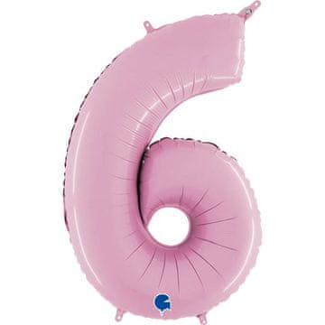 Grabo folija balon broj 6, pastelno ružičaste boje, 66 cm