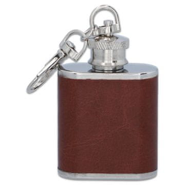 Smeđa pljoska od eko kože, 30 ml, nehrđajući čelik