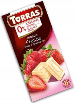 Torras bijela čokolada s jagodama bez šećera 75 g