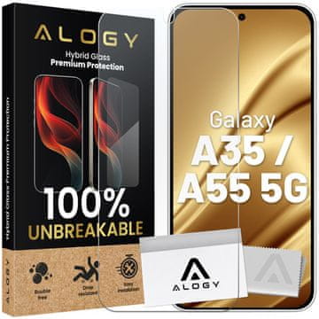 Nelomljivo staklo za Samsung Galaxy A35 / A55 5G za hibridni ekran Flexi Glass 9H futrola, prikladna za ravna vrata ekrana.
