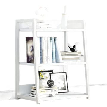 Nikcorp Polica za knjige s 3 razine, moderni regal za odlaganje, metalni okvir i drvene police, za dnevni boravak, ured, bijela, 50x30x69 cm