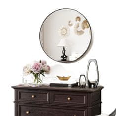 Nikcorp Okruglo zidno ogledalo za kupaonicu i predsoblje, s brušenim aluminijskim okvirom, HD staklo bez izobličenja, crno, 60 cm