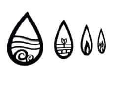 Nikcorp Zidna dekoracija 4 elementa, drveni ukras za zid Četiri elementa, laserski rezana slika za dnevni boravak, spavaću sobu, crna, 82x20 cm