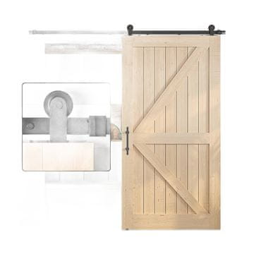 Nikcorp Sustav za klizna vrata Barn Door, loft stil, za uštedu prostora, vodilica od ugljičnog čelika, tihi najlonski kotačići, crni set 274 cm