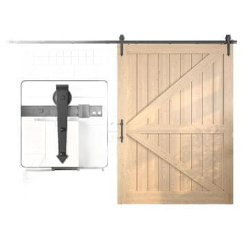 Nikcorp Sustav za klizna vrata Barn Door, set za montažu, loft industrijski stil, vodilica od ugljičnog čelika, 366 cm, crna