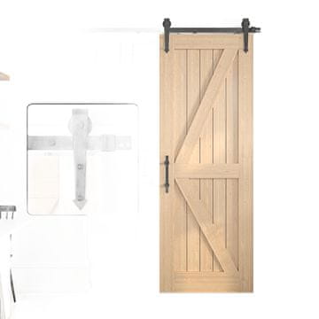 Nikcorp Sustav za klizna vrata Barn Door, loft stil, za uštedu prostora, vodilica od ugljičnog čelika, tihi najlonski kotačići, crni, 229 cm