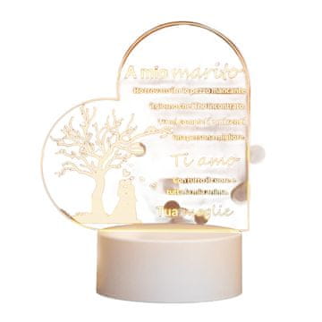 Nikcorp 3D LED noćna lampa s natpisom, poklon za muža, USB napajanje, toplo bijelo svjetlo, romantična dekoracija za spavaću sobu, 14x13 cm