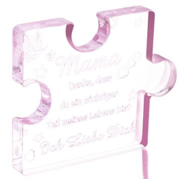 Nikcorp Gravirana akrilna dekoracija puzzle, poklon za Majčin dan, rođendan, Božić, ukras sa posvetom za mamu, prozirna, 8,5x7x1 cm