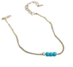 Nikcorp Ženska narukvica od bakra, podesiva duljina, elegantan dizajn s tirkiznim kuglicama, zlatna boja, 18-23 cm