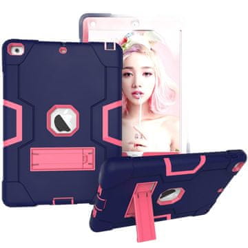 Nikcorp Oklopna maska za iPad 6/5 9.7" s ugrađenim stalkom, trodijelna zaštitna futrola za tablet, tamnoplava