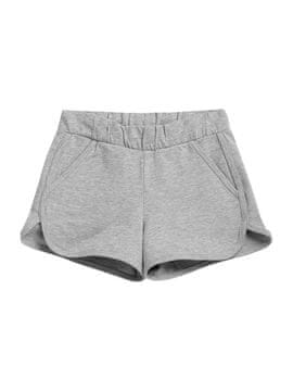 Nikcorp Dječje kratke hlače trenirka za djevojčice, udobne i mekane, s elastičnim strukom i vezicom, dva džepa, sive, 128 cm