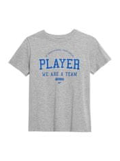 Nikcorp Majica kratkih rukava za dječake, pamučna, za cjelodnevnu udobnost, regular fit kroj, okrugli izrez, siva s plavim printom, 122 cm