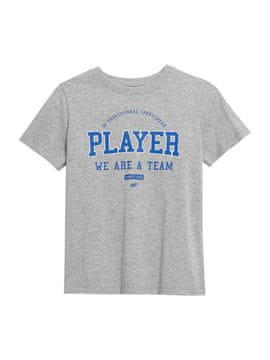 Nikcorp Majica kratkih rukava za dječake, pamučna, za cjelodnevnu udobnost, regular fit kroj, okrugli izrez, siva s plavim printom, 122 cm