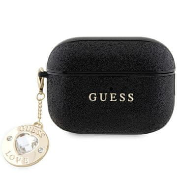 Guess Maska Guess Fixed Glitter Heart Diamond Charm za AirPods Pro 2 - crna