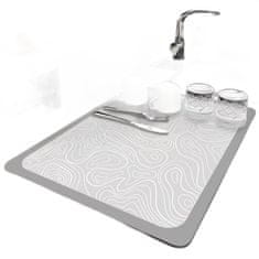 Nikcorp Podloga za sušenje posuđa super upijajuća, brzosušeća prostirka za cijeđenje, protuklizna podloga za kuhinju, svijetlo siva 50x40 cm