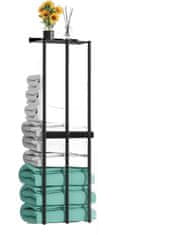 Nikcorp Držač za ručnike zidni bez bušenja, veliki stalak za 6 ručnika, nehrđajući čelik, za kupaonicu i kuhinju, crni 75x21,5cm