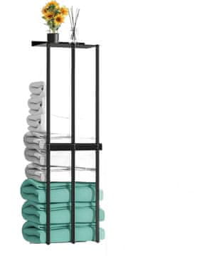 Nikcorp Držač za ručnike zidni bez bušenja, veliki stalak za 6 ručnika, nehrđajući čelik, za kupaonicu i kuhinju, crni 75x21,5cm