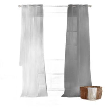 Nikcorp Zavjesa od voala set 2 komada, poluprozirna za dnevni boravak i spavaću sobu, s metalnim prstenovima, tamno siva 140x245 cm