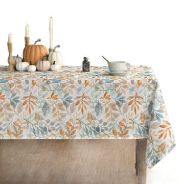 Nikcorp Pravokutni stolnjak za zaštitu stola od ogrebotina i mrlja, periv u perilici, plavi i narančasti listovi, 130x220 cm
