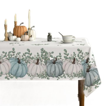 Nikcorp Kvadratni stolnjak za zaštitu stola od ogrebotina i mrlja, periv u perilici, karirani uzorak s plavim bundevama, 84x84 cm