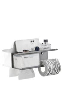 Nikcorp Držač za toaletni papir s policom, samoljepljivi bez bušenja, nehrđajući čelik SUS304, višenamjenski, crni, 30 cm