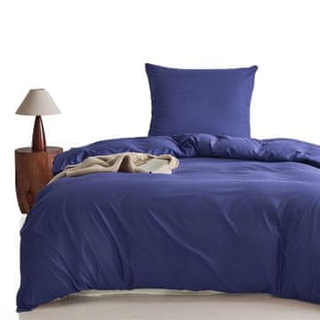 Nikcorp Set posteljine od mikrovlakana za krevet, cjelogodišnja, mekana i prozračna, s patentnim zatvaračem, tamnoplava, 135x200/80x80 cm