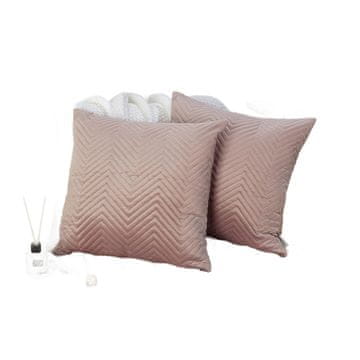 Nikcorp Set 2 baršunaste jastučnice za ukrasne jastuke, luksuzne mekane navlake s 3D uzorkom, skriveni patent, svijetlo roza 65x65 cm