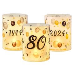 Nikcorp Dekorativni lampioni za 80. rođendan, set 12 kom, elegantna dekoracija stola s natpisom, za svijeće i lampice, bijeli